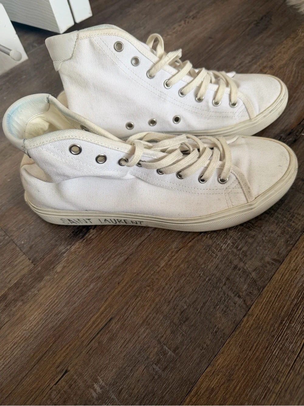 Saint Laurent White Canvas High-Top Sneakers - Picture 2 of 7